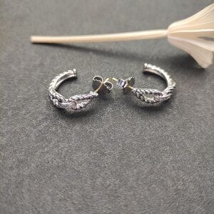 Elegant Silver Braided Hoop Earrings